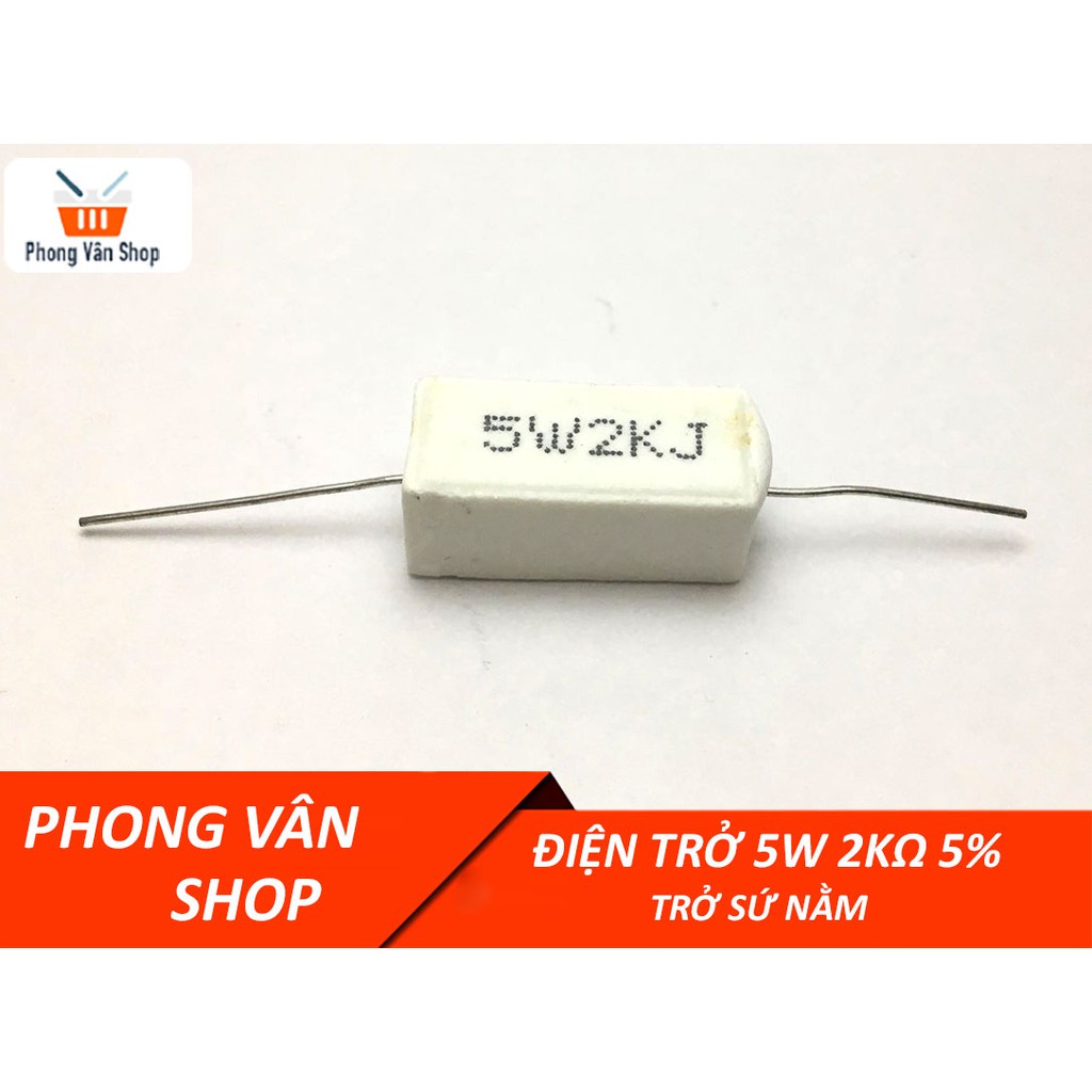 Điện trở 5W 2k ohm 5% - Trở sứ nằm