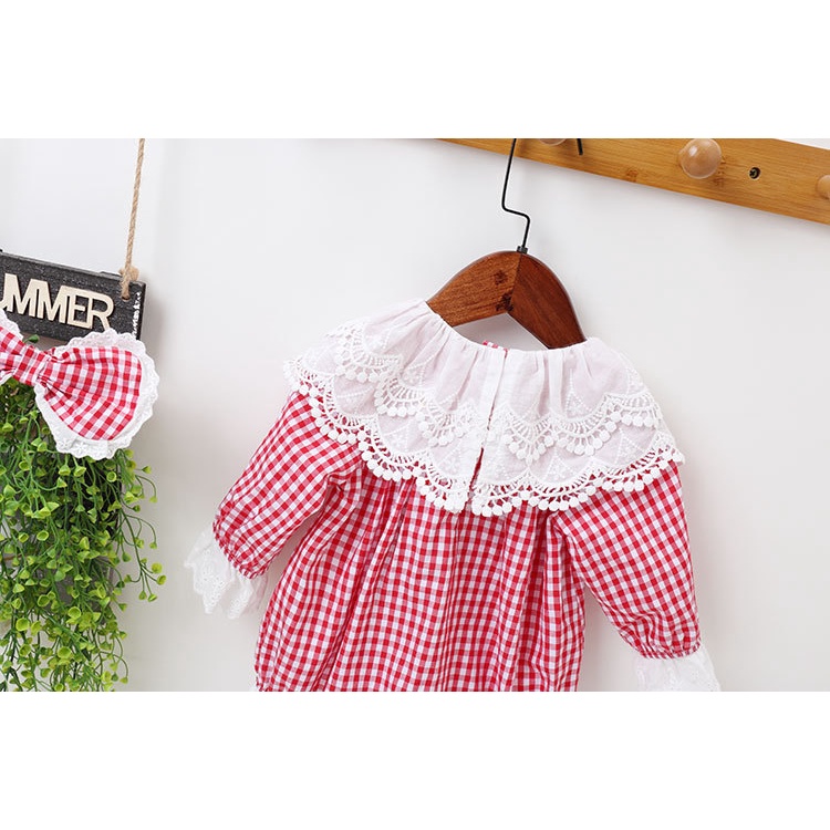 Set Áo Liền Quần &amp; Băng Đô Quấn Đầu Cho Bé Gái Sơ Sinh