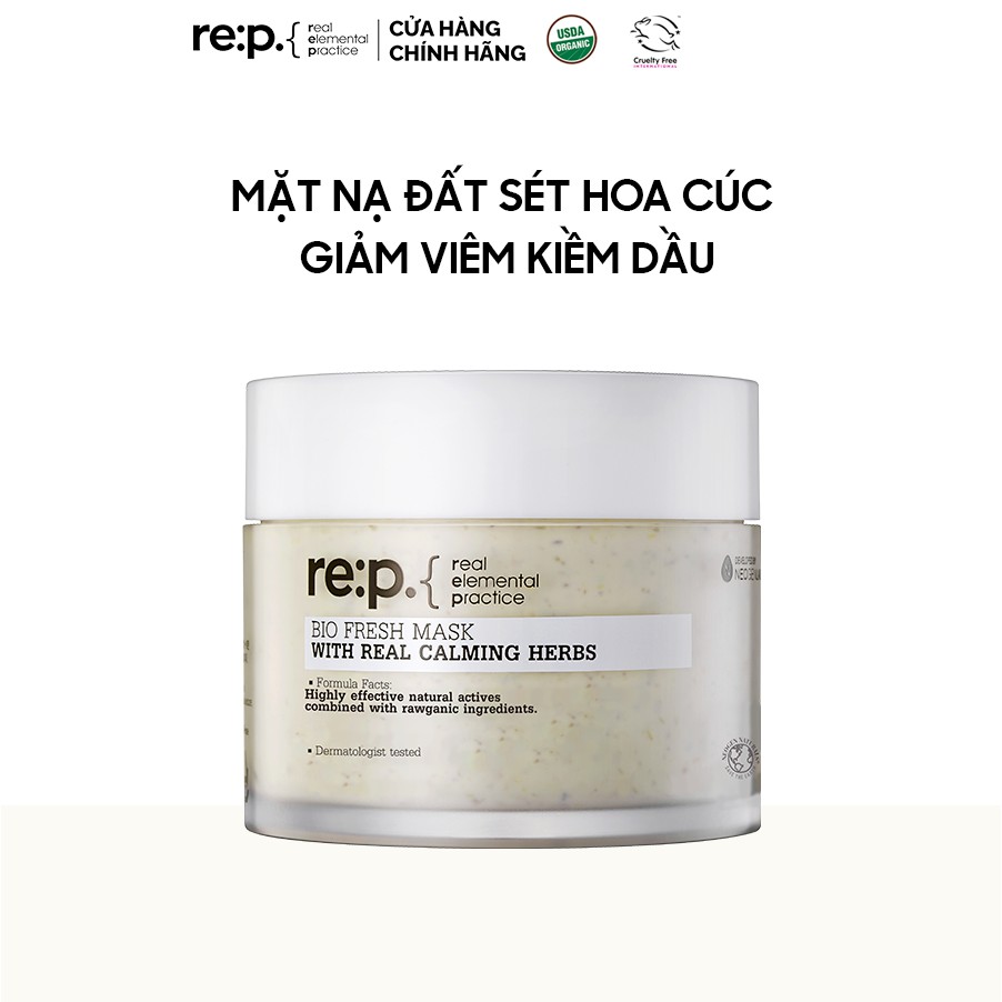 Mặt Nạ Đất Sét Hoa Cúc Giảm Viêm, Kiềm Dầu Dành Cho Da Nhạy Cảm RE:P Bio Fresh Mask With Real Calming Herbs 130g | BigBuy360 - bigbuy360.vn