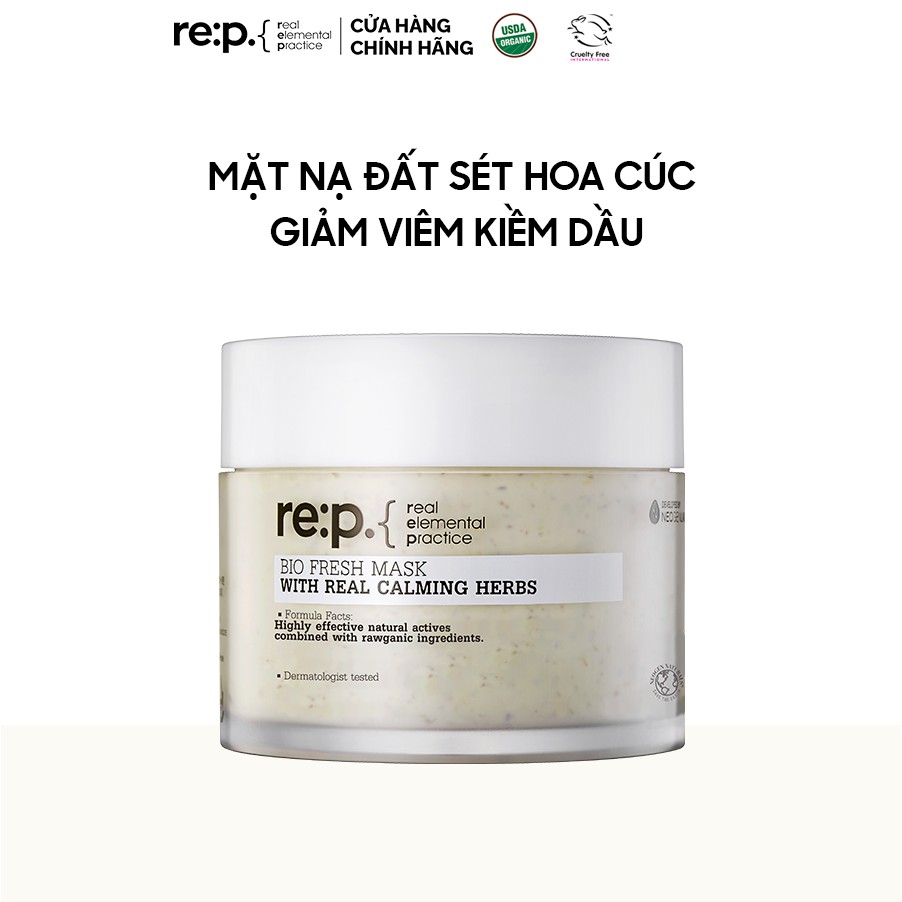 Mặt Nạ Đất Sét Hoa Cúc Giảm Viêm, Kiềm Dầu Dành Cho Da Nhạy Cảm RE:P Bio Fresh Mask With Real Calming Herbs 130g