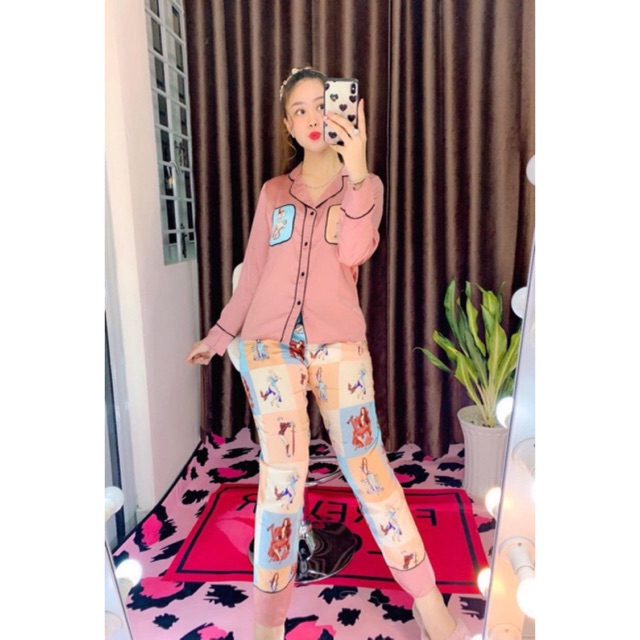 BỘ LỤA SATIN TAY DÀI QUẦN DÀI CÔ GÁI SIÊU HOT | BigBuy360 - bigbuy360.vn