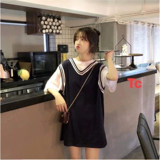 Áo gile phối kẻ chất tici