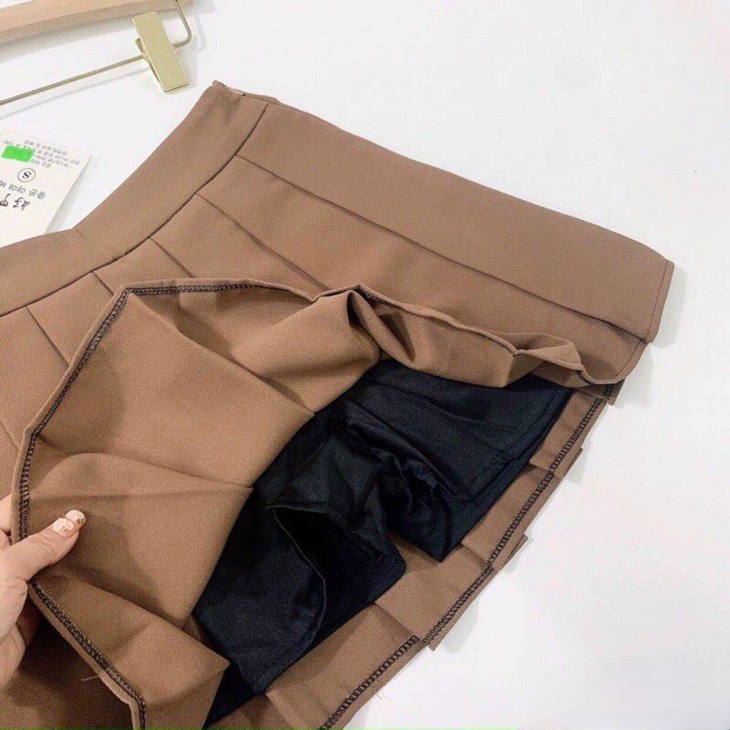Chân váy tennis ZARA xuất xịn mini skirt xếp ly xoè màu nâu chất tuyết mưa