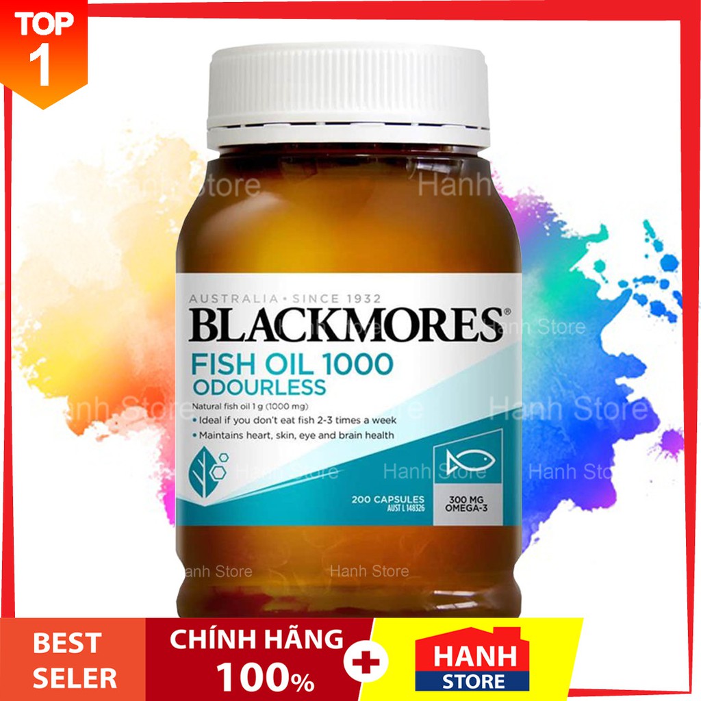 Dầu cá (Không Mùi/Có Mùi) 200 viên Blackmores Odourless Fish oil 1000mg 200v | BigBuy360 - bigbuy360.vn