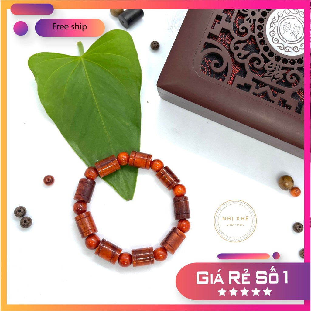 Vòng tay gỗ huyết long đốt trúc 10 ly 💖FREE SHIP💖 SHOP MỘC NHỊ KHÊ - chuyên các sản phẩm vòng gỗ phong thuỷ