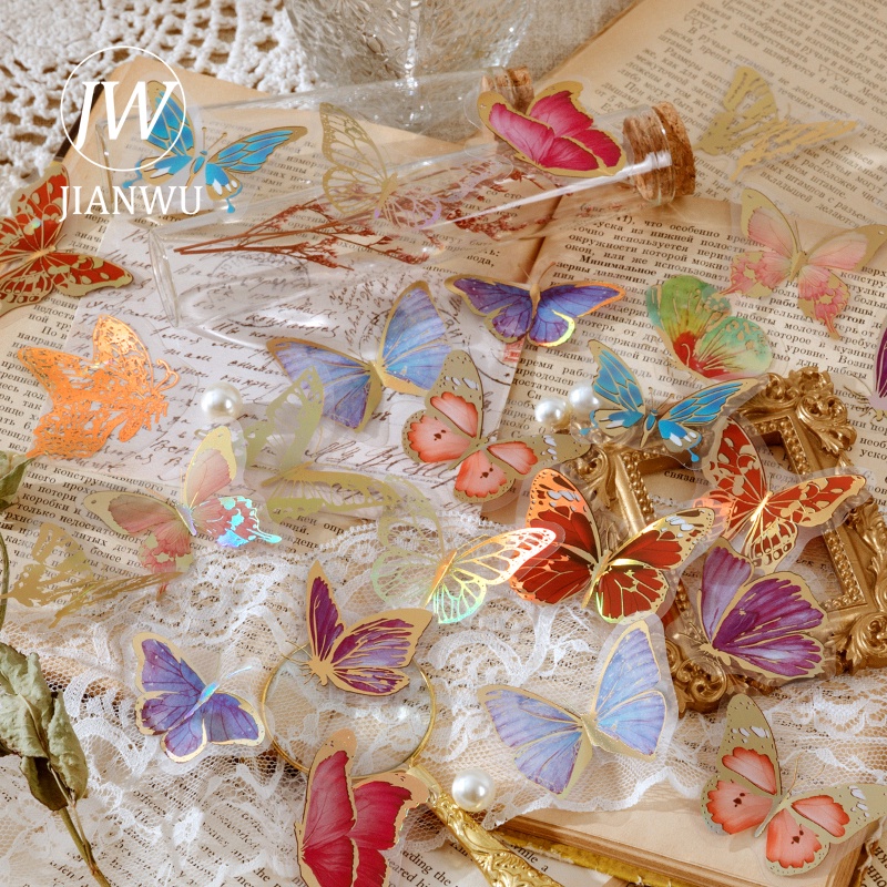 Bộ 30 Miếng Dán Trang Trí Sổ Tay/Sổ Tay Hình Cây Cối/Bướm Kiểu Vintage DIY