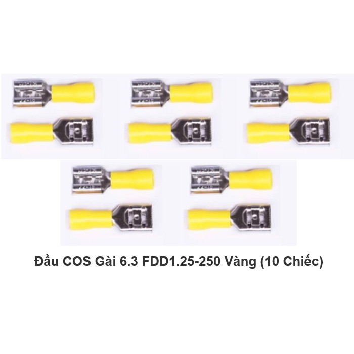 Túi 10 Chiếc Đầu Cos Gài Kẹp Dây Điện 6.3MM, Đầu Cos Chữ T FDD1.25-250