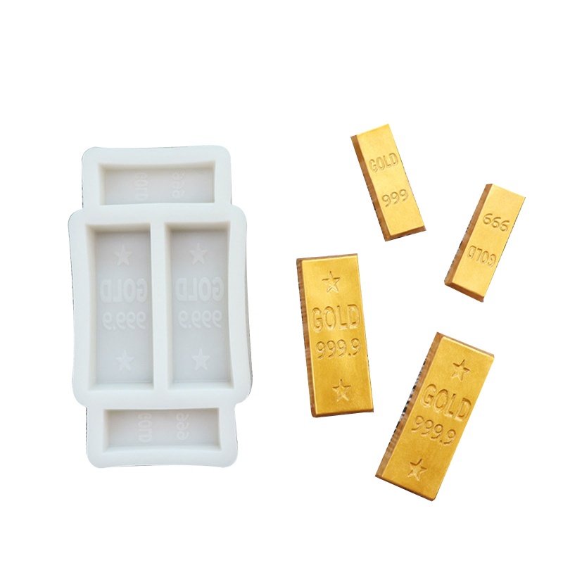 Khuôn Silicone Tạo Hình Làm Bánh Kẹo Hình Gạch Vàng 3D DIY