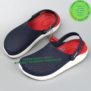 Dép sục crocs literide màu xanh đen lót đỏ