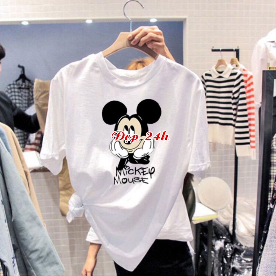 Áo thun nam nữ unisex form rộng tay lỡ MICKEY MOUSE Đẹp 24 giờ chất liệu Thun Cotton co giãn