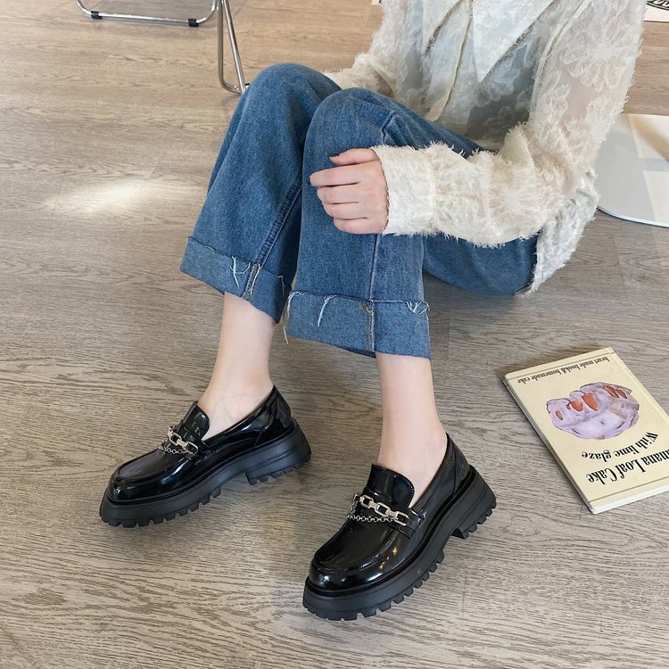 ❤Giày Lười Da Đế Dày Tăng Chiều Cao Phong Cách Hàn Quốc Cổ Điển Dành Cho Nữ