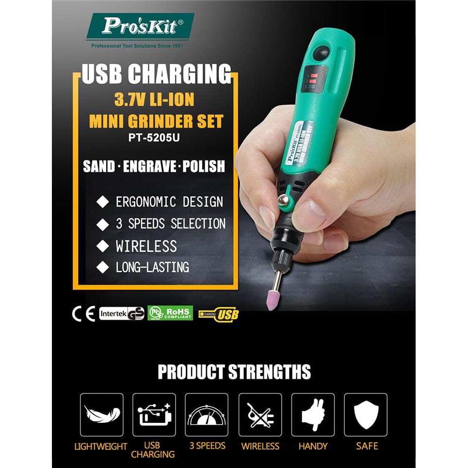 Máy mài cầm tay dùng pin sạc Pro'skit PT-5205U