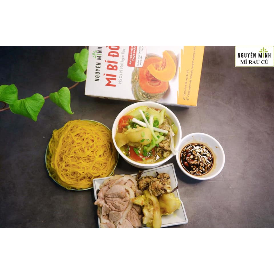 Bún rau củ Bí Đỏ Nguyên Minh- [Hộp 300gr] Dai Dai, Ngon Bổ Dưỡng, 90% gạo nguyên cám, không chất bảo quản.