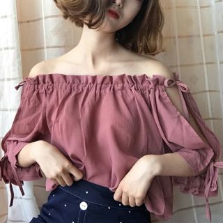 Áo voan trễ vai ảnh thật ở cuối hagauorder