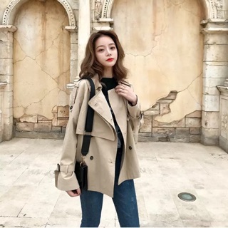 Áo khoác thô mềm dáng ngắn hai lớp Hàn Quốc (Ảnh thật 5-9 )