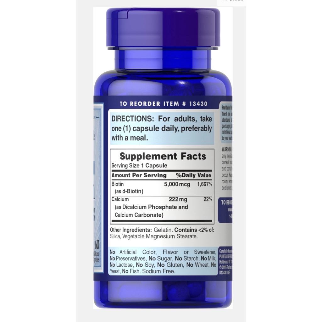 Viên uống mọc tóc, giảm rụng tóc Puritan's Pride Ultra Mega Biotin 5000-7500 mcg 60 viên-50 viên  10000 mcg 50 viên-100