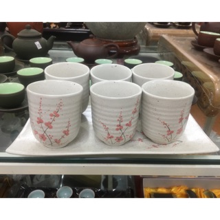 Bộ khay+6  Cốc sứ không quai Bát Tràng