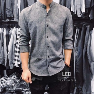 Áo sơ mi cổ tàu màu xám tiêu,áo sơ mi đũi xước cổ tàu hot nhất