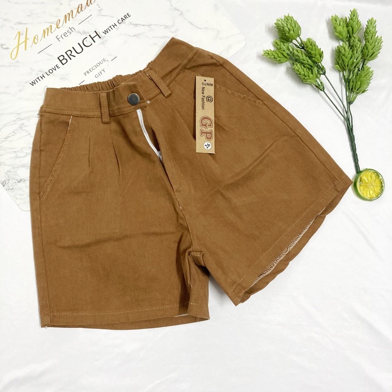 Quần đùi nữ kaki thun co giãn vừa - Quần short nữ lưng cao - size từ 40kg-52kg - KAKIDK