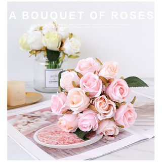 hoa lụa giả - một bó hoa hồng lụa cao cấp 12 bông