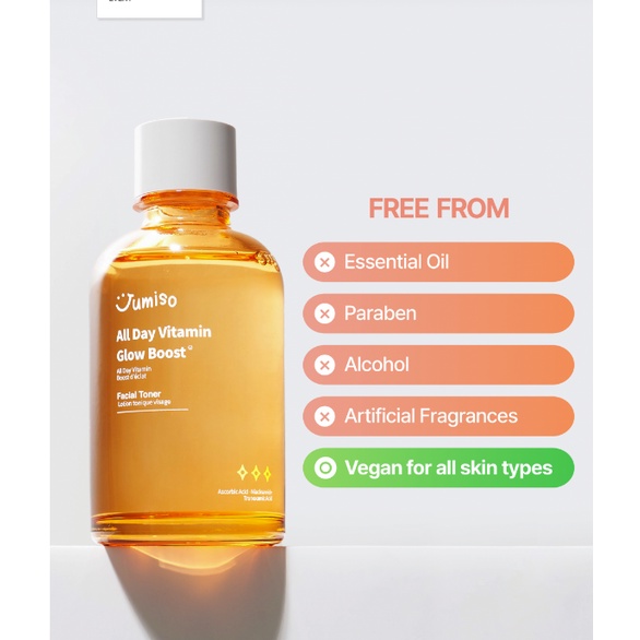 Toner dưỡng sáng da JUMISO ALL DAY VITAMIN GLOW BOOST FACIAL TONER