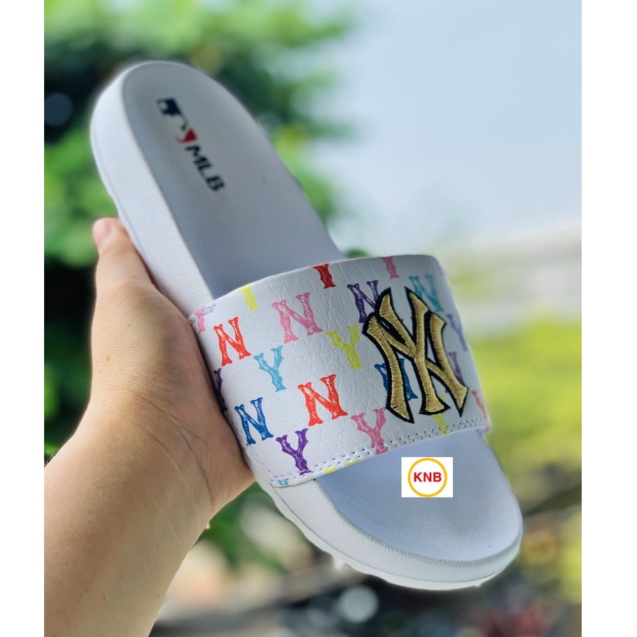 Dép Quai Ngang MLB NY ❤️ Freeship + Hộp ❤️ dép mlb bóng chày quai ngang thể thao nam nữ Thêu nổi đế IP NY Hàng Đẹp