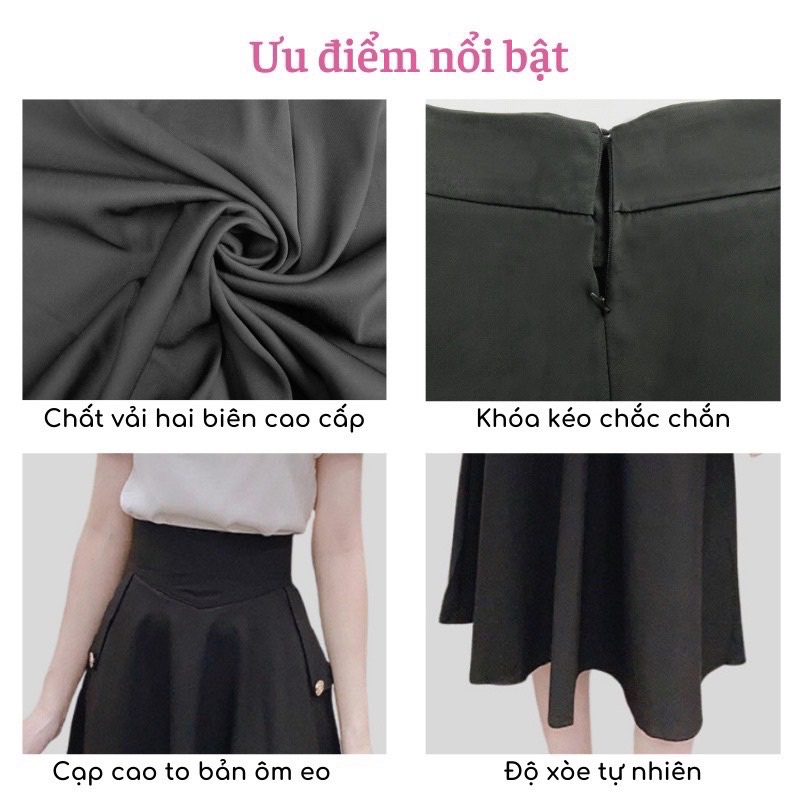 Chân Váy Công Sở Xoè Dáng dài ⚡️SALE 50%⚡️Bản Cạp to, Ôm eo , khoá sau. NHIỀU MÀU