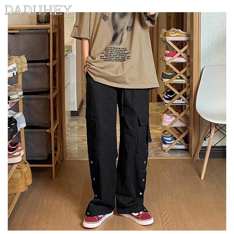 Quần ống rộng nhiều túi phong cách Hồng Kong