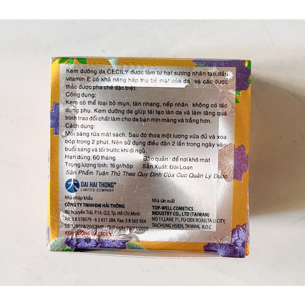 Kem dưỡng trắng da Cecily 16g - Sản phẩm Đài Loan - Nhập khẩu chính hãng