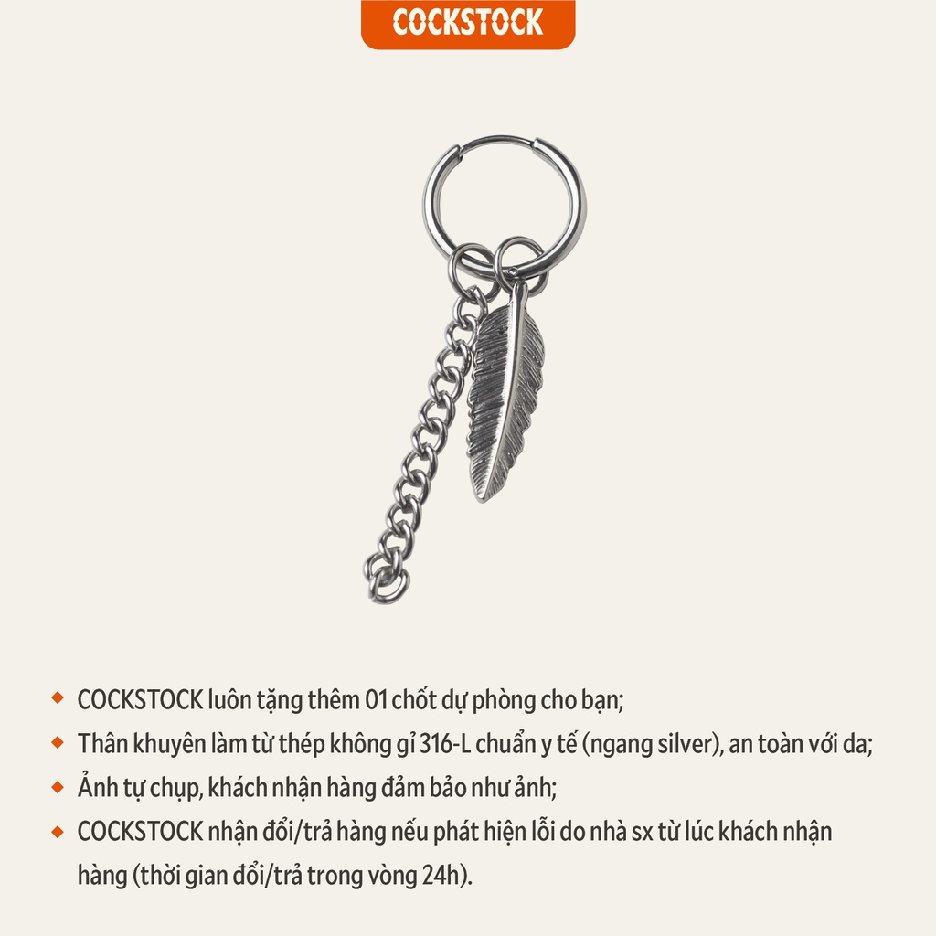 Khuyên tai vòng xích Feathers CockStock