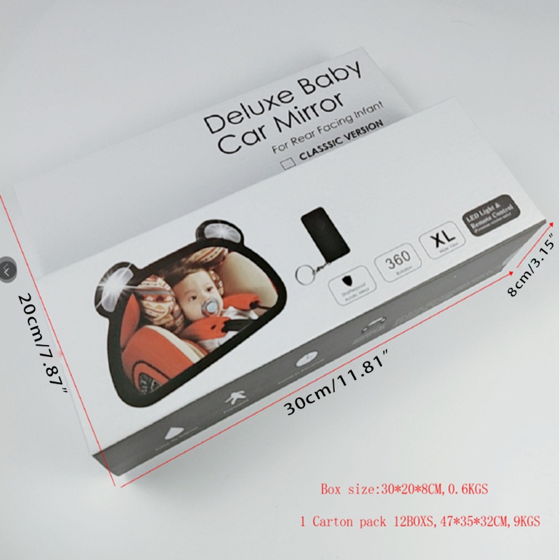 Gương Chiếu Hậu Tích Hợp Đèn LED Gắn Ghế Ngồi Xe Hơi An Toàn Cho Bé