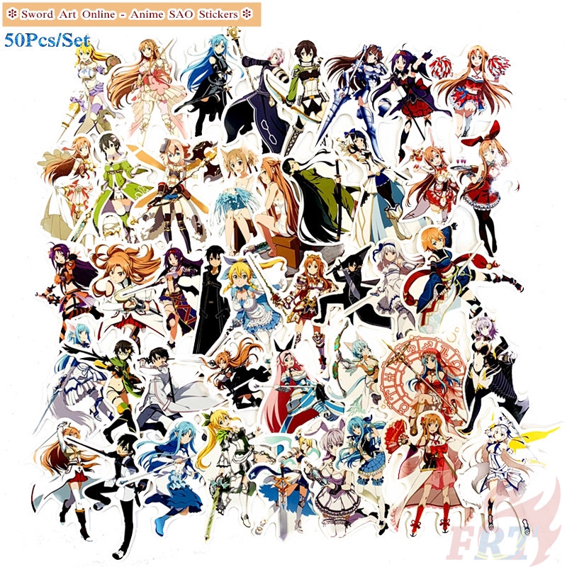 ❉ Sword Art Online - Series 02 Anime SAO Stickers ❉ 50Pcs/Set Kirigaya Kazuto Kirito Yuuki Asuna Asada Shino Mixed DIY Fashion Luggage Laptop Skateboard Doodle Decals Stickers