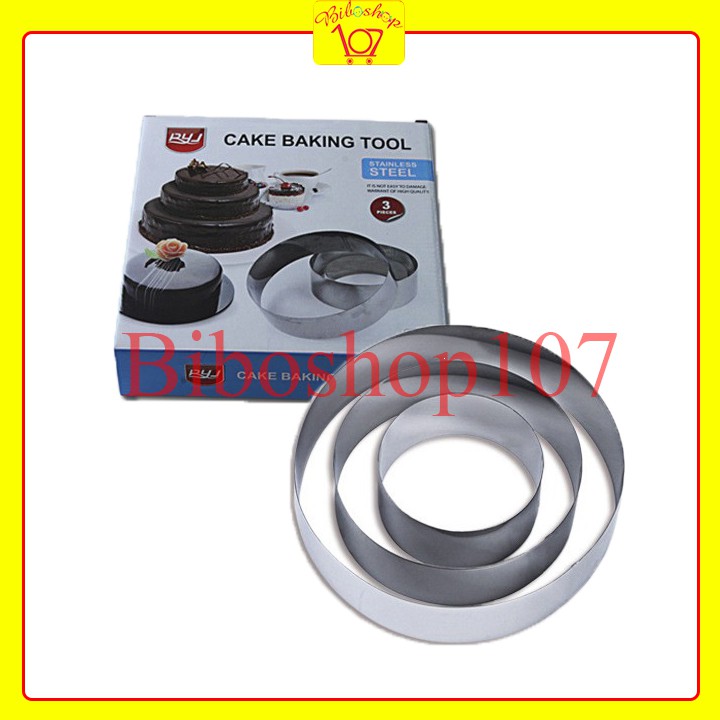 Khuôn ring tròn làm bánh mousse, tiramisu chất liệu inox cao cấp