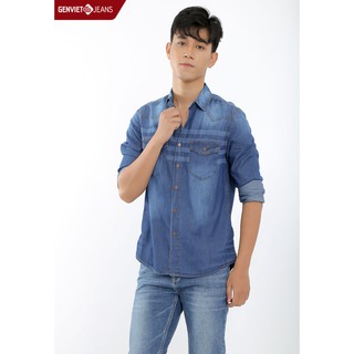 Áo sơ mi dài tay jeans nam T3123J450 GENVIET