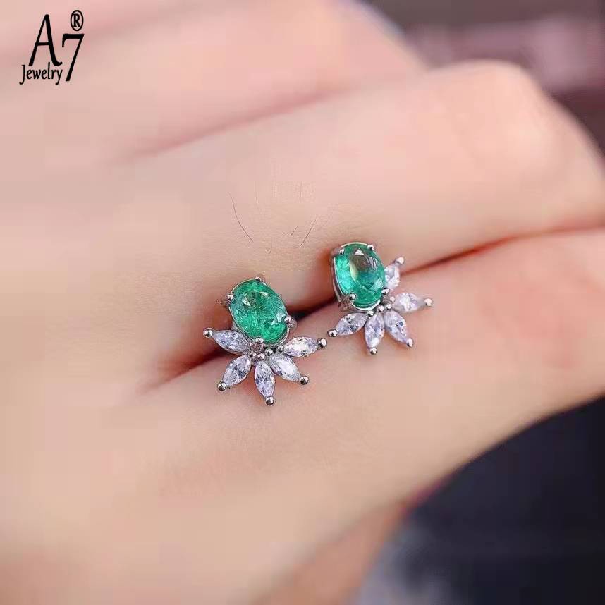 Bông Tai Đính Ngọc Lục Bảo A7