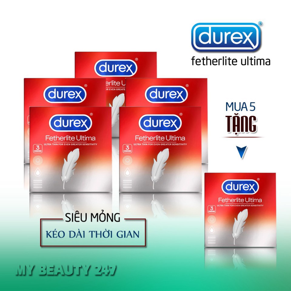 [Durex Chính Hãng] Bao Cao Su Durex Fetherlite Ultima Hộp 3 Bao - Bcs Siêu Nhỏ Gọn, Tiện Lợi &amp; Dễ Dàng Bỏ Túi Mang Theo