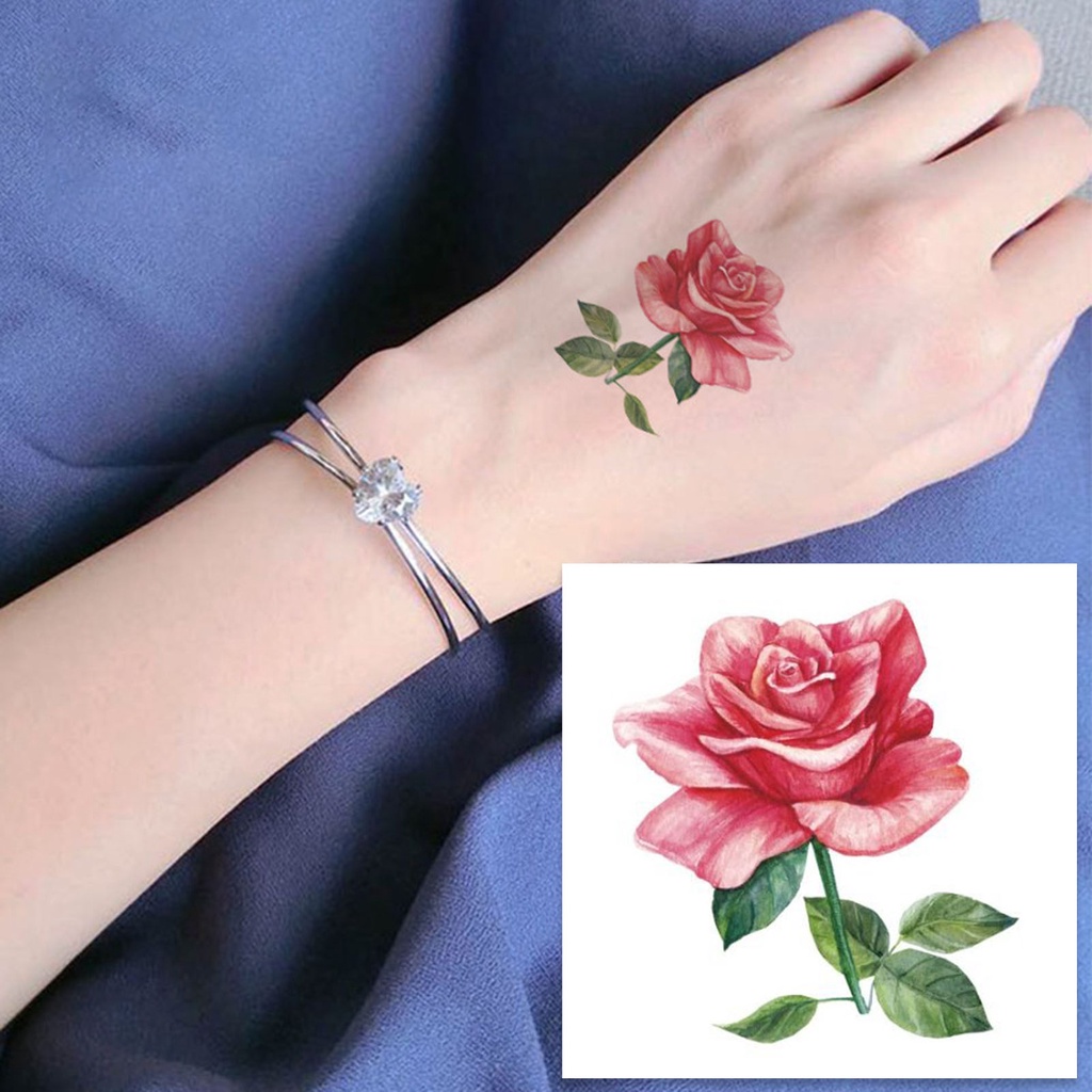 Hình Xăm Dán Tạm Thời Họa Tiết Hoa Chống Thấm Nước Trang Trí Cơ Thể