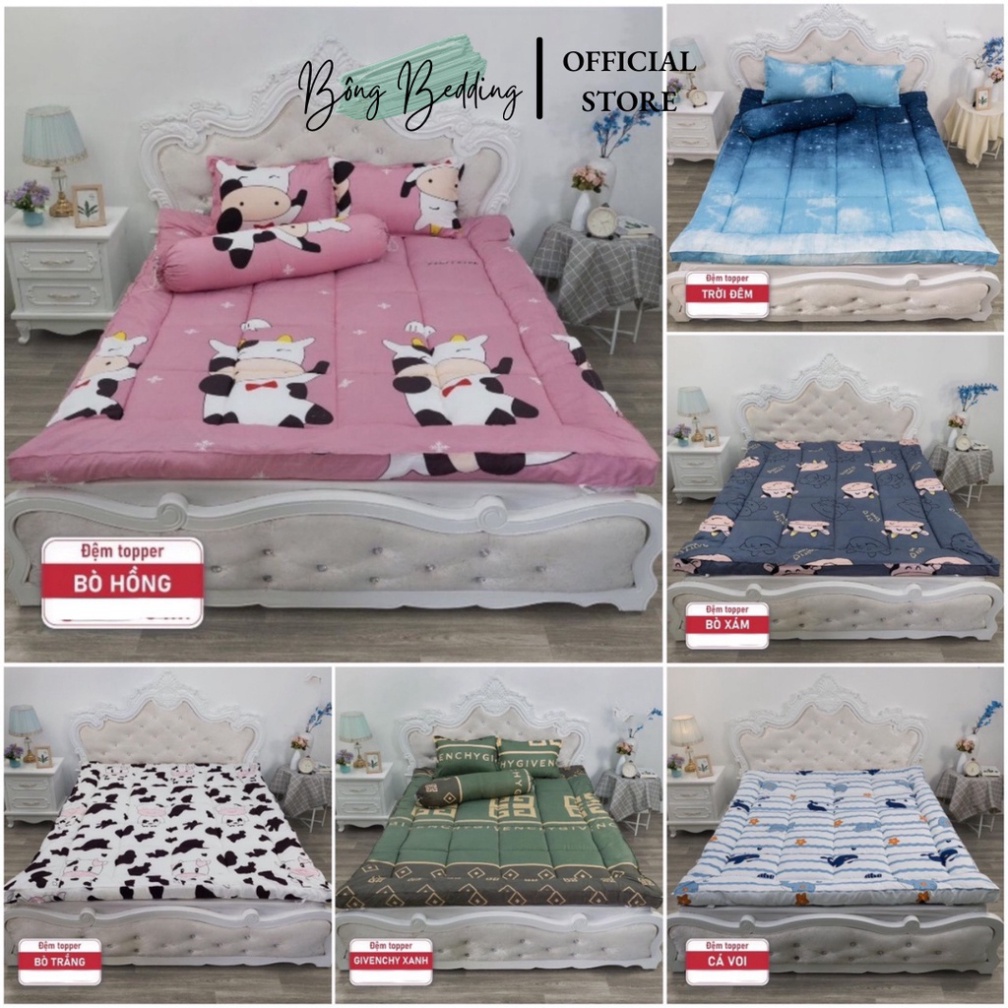 Topper Nệm Dày 5-6cm, Topper Làm Mềm Đệm Hàn Quốc Tiện Lợi Vải Cotton Poly, Gấp Gọn Khi Sử Dụng