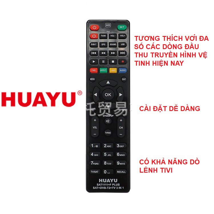 Remote điều khiển đầu thu truyền hình vệ tinh kỹ thuật số đa năng SAT1111+F PLUS