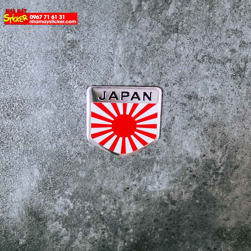 Sticker metal dán xe Japan Red Sun 5x5cm - STICKER FACTORY