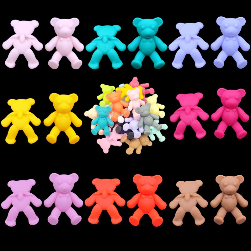 Bộ 2 Hạt Nhựa Hình Gấu 33x30mm Nhiều Màu Sắc