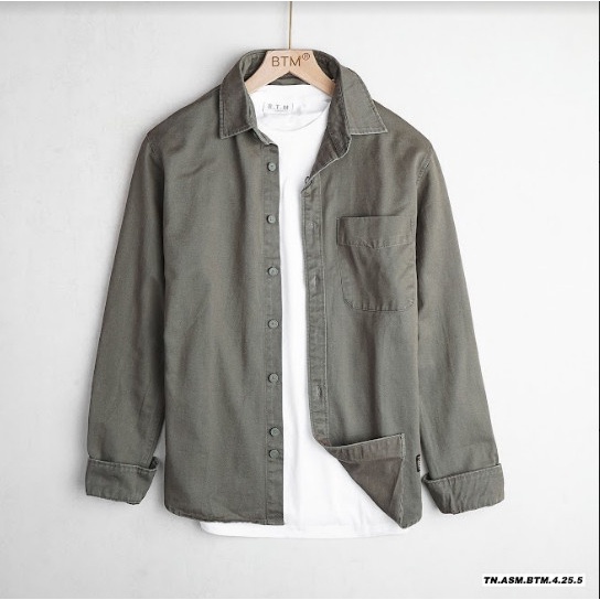 Áo Sơ Mi Denim Chất Vải denim  Xịn, Cổ Button Siêu Cool