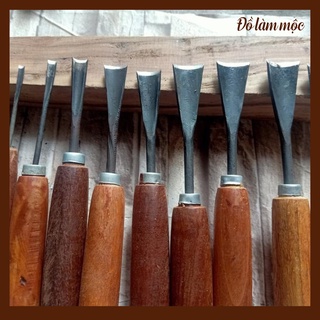 Bộ 10 cây đục vũm móng 3 lưỡi nhỏ 7 lưỡi to đục điêu khắc đục bàn ghế đục chạm mài sắc kèm cán gỗ nghiến chỉ việc dùng