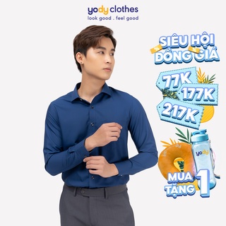 Áo sơ mi nam dài tay YODY có túi chất lụa nến slimfit SPM4005