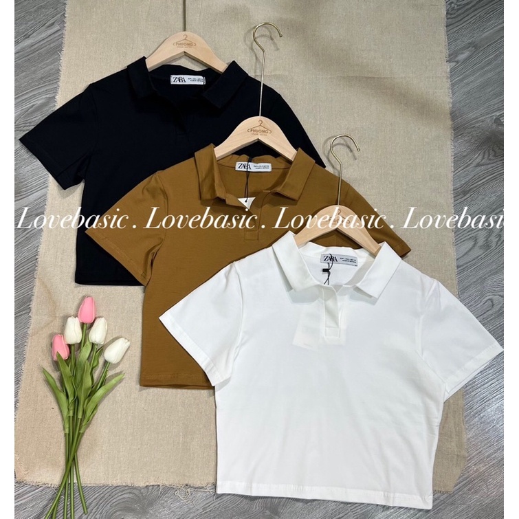 ÁO THUN croptop Lovebasic cổ bẻ, chất liệu thun cotton co dãn phong cách đơn giản