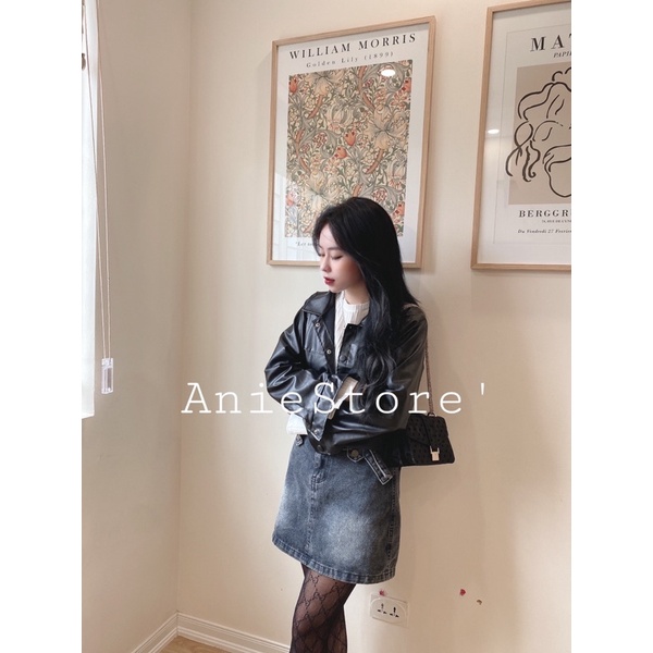 Áo Khoác Da Dáng Bomber Dài Tay 🦋 Áo Jacket Nữ Dáng Ngắn Cúc Bấm 🦋