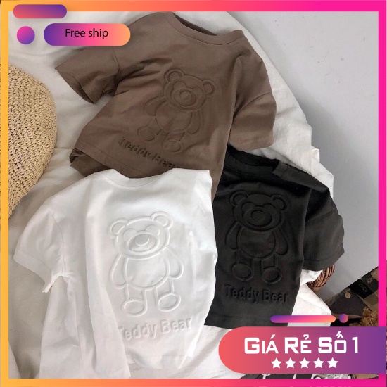 AP07-Áo Phông Ngắn Tay Cotton In Gấu Nổi Phong Cách Hàn Quốc Cho Bé Trai Bé Gái  Song Ngư Kids