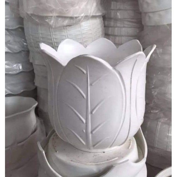 Chậu nhựa cứng cao cấp giả sứ bắp cải trắng 18x17cmcm_chậu nhựa để bàn trồng hoa cây tiểu cảnh siêu đẹp
