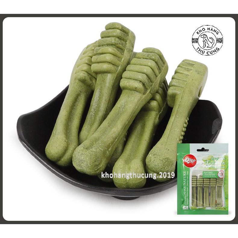 Vị trà xanh_ Xương bàn chải gặm sạch răng cho chó- Gói 90g Kypet