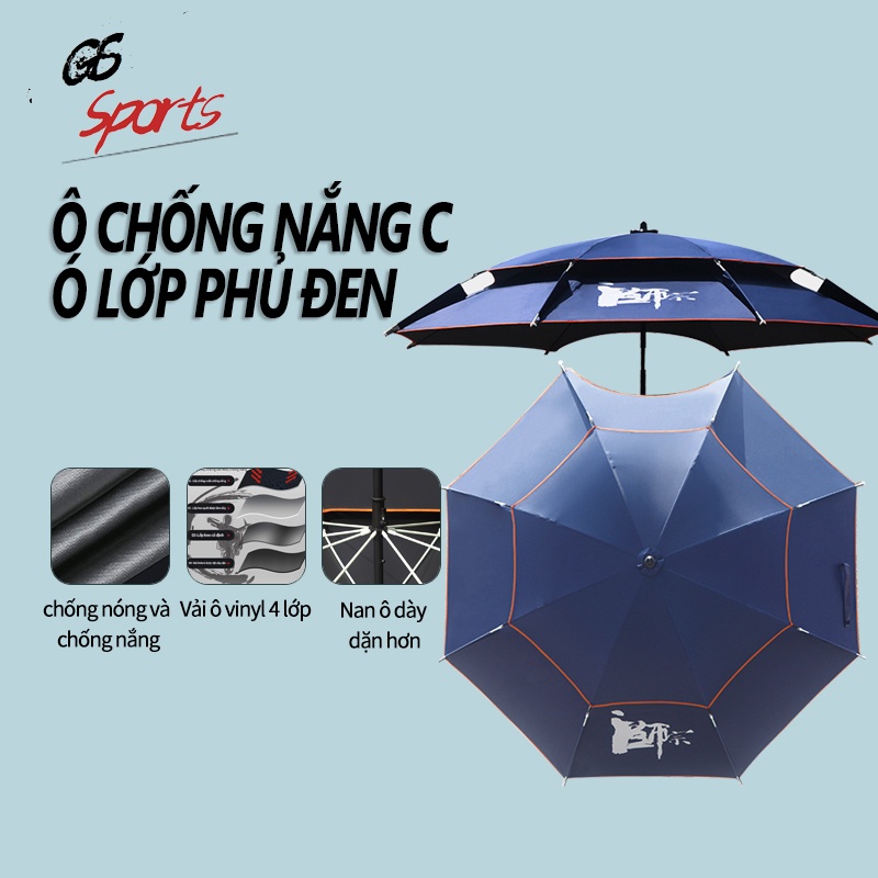 Ô Câu Cá, Dù Câu Cá 2 Tầng Siêu Chống Thấm, Chống Tia UV Cao Cấp, chống gió, chống mưa bão-bản nâng cấp